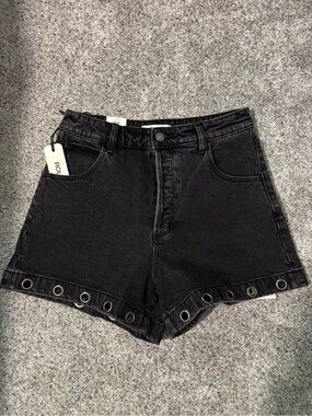 Black High-Waist Jean Shorts